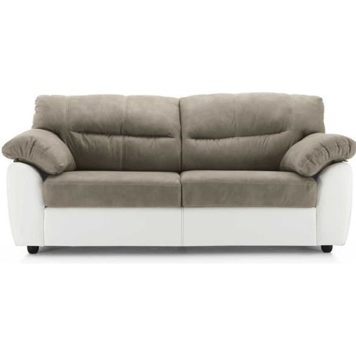 Canapé ALBA en simili cuir avec 2 sièges gris blanc