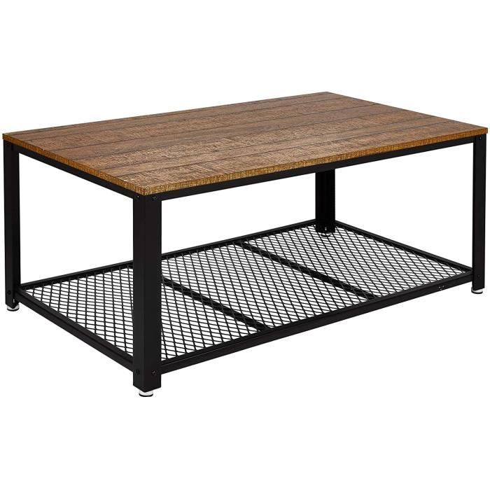 TABLE GIGOGNE Meerveil Table Basse Industrielle Table de Salon Style Vintage Industriel Veinure du Bois et Armature de Meacuteta182