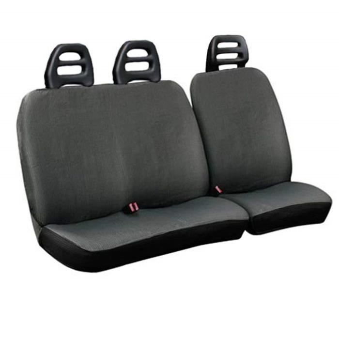 Lupex Shop C.B g Housses de siège pour Fourgon 3 Places Ceinture Basse en Coton Gris compatibles pour Citroen Jumpy