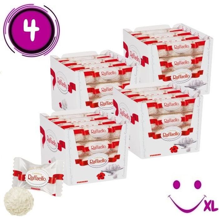 Ferrero Raffaello 4 boules, Praline, 4 X 16 paquets