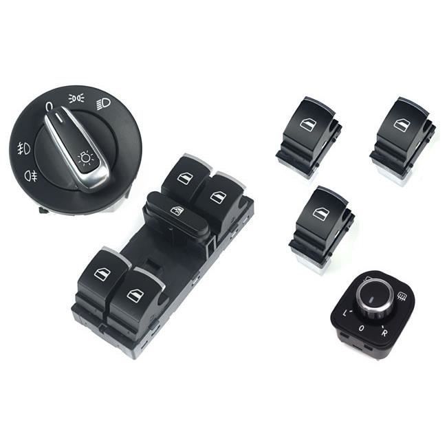 Pour VW Golf 5 6 Passat B6 CC Bouton Lève-Vitre Commande Phares Rétroviseur Alu