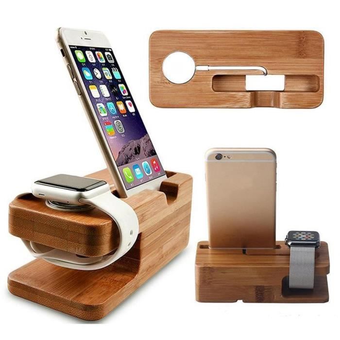Support de charge en bois 2 en 1 pour iWatch iPhone support en bois