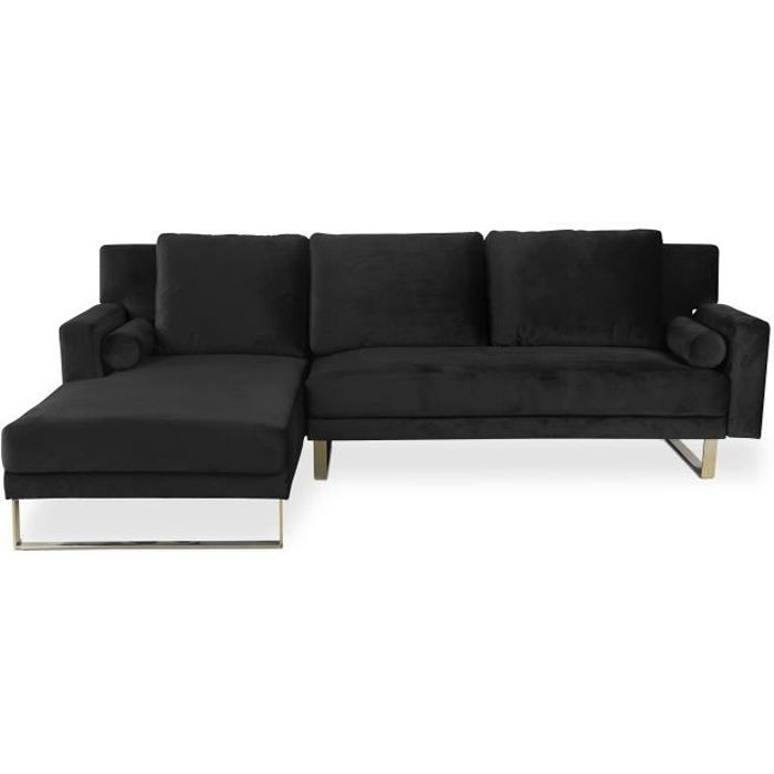 Canapé d'angle Noir Velours Moderne