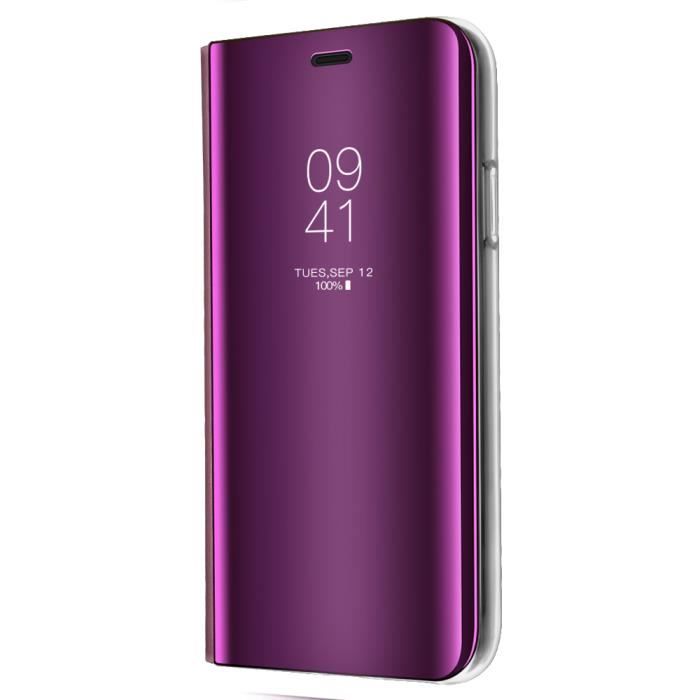 Coque Samsung Galaxy S10 plus Clear View Etui À Rabat Cover Flip Case Etui Housse Miroir Coque Pour Samsung Galaxy S10 plus violet
