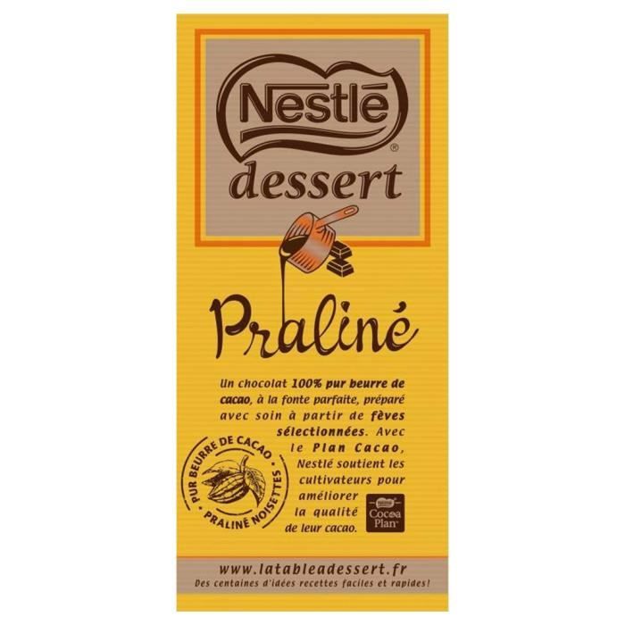 Nestlé - Nestlé Dessert Tablette Chocolat Praliné 170g (lot de 3)