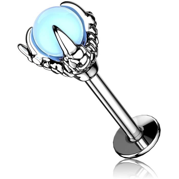 OUFER Piercing Labret Griffe de Dragon en Acier Chirurgical 316L avec Pierre Piercing Oreille Helix Tragus Conch 16G