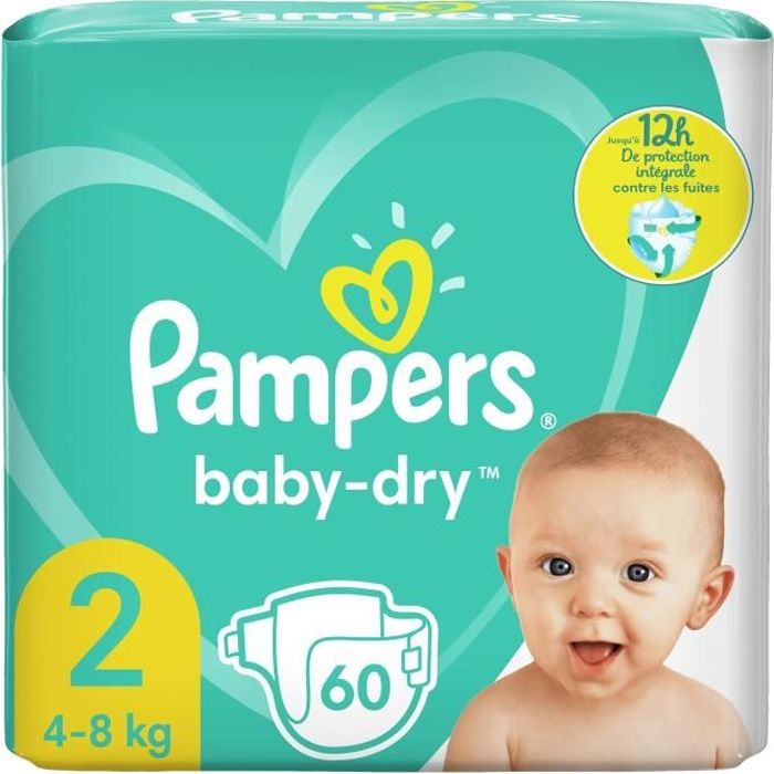 PAMPERS Baby-Dry Taille 2, 60 Couches