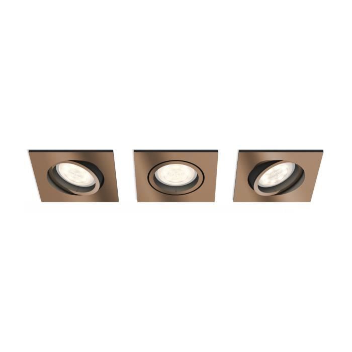 Philips myLiving Spot à encastrer 5039305P0, Recessed lighting spot, 3 ampoule(s), LED, 4,5 W, 500 lm, Laiton, Cuivre