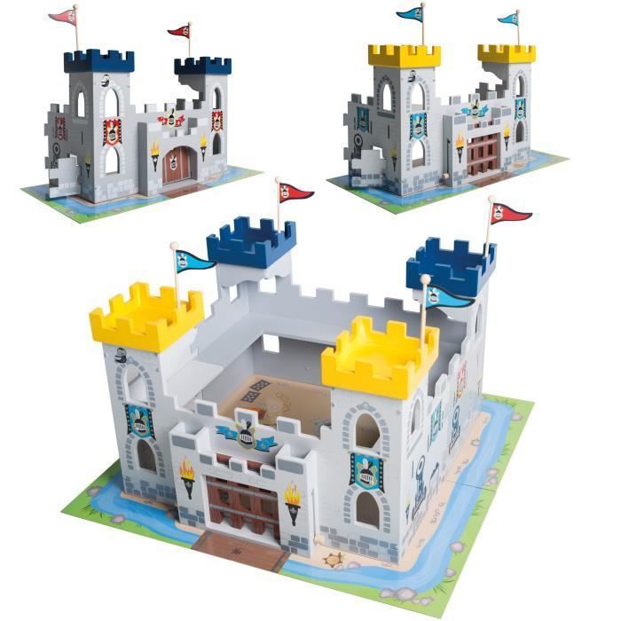 ROBA Grand Château -3 en 1- Divisible en Deux Chateaux- Set de jeu en bois