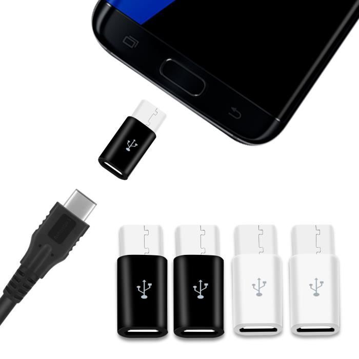 4pcs Micro USB 2.0 5Pin Femelle ver Data USB 3.1 Type C Mâle Adaptateur Convertisseur