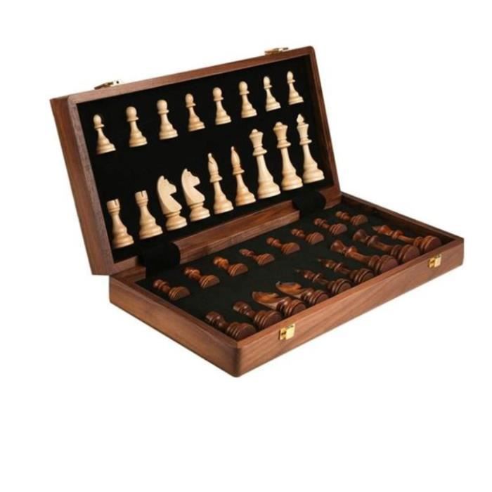 Jeu d'échecs en bois pliable 39 cm