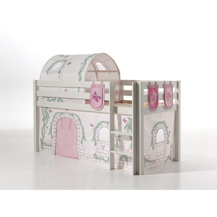 Lit Mi-Hauteur 90x200 Sommier Inclus et Housse Birdy Pino - Blanc