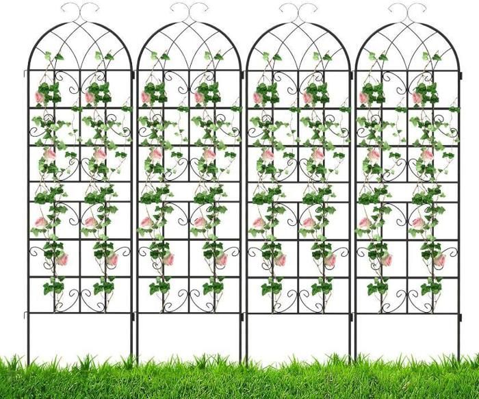 Treillis de Jardin - RELAX4LIFE - Lot de 4 - Tubes Galvanisé - Pieds