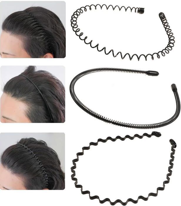 Fascia Per Capelli Zigzag Dentata Nera - Unisex, Elastica, Senza Marca