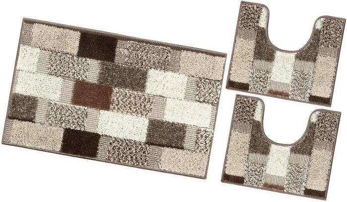 Ensemble de tapis de bain antidérapants – Tapis de douche 50x80cm, tapis en U 40x50cm, couvercle 45x50cm – Fibre polyester respirante