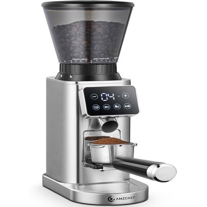 Moulin à Café électrique Wancle à Meules Coniques - 25 Niveaux De Mouture, écran Tactile, Minuterie - 200W, Nettoyage Facile - Pour Espresso, Filtre, Etc.