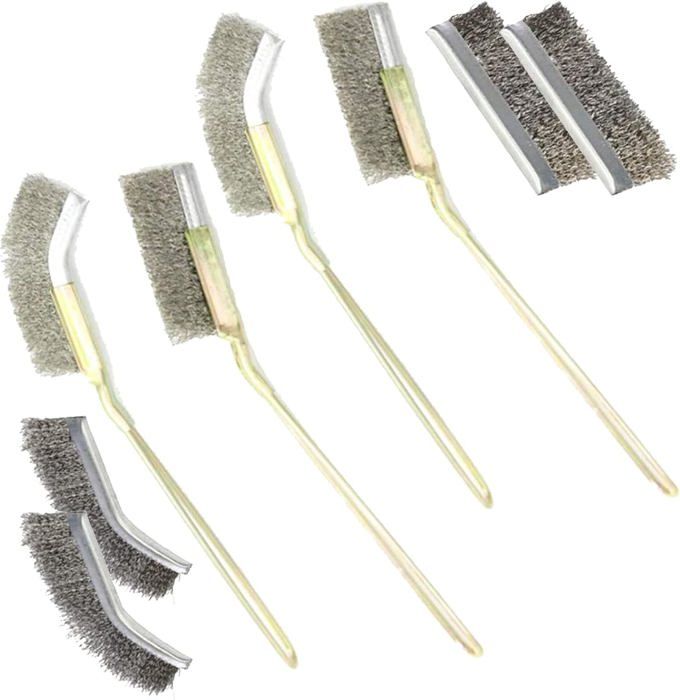 3 Mini Brosses Métalliques Fit For The Job - Nylon, Laiton, Acier Pour Rouille, Peinture, Soudure