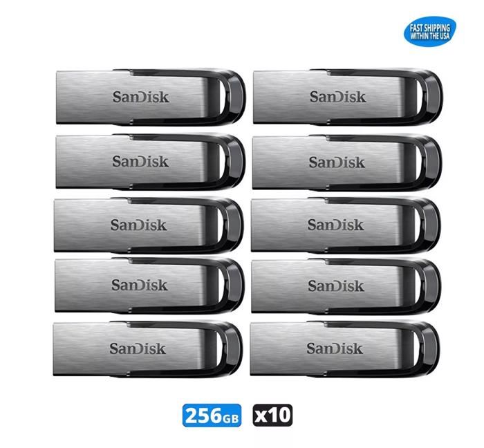 10PCS Clé USB SANDISK Ultra Flair 256 Go USB 3.0 vitesses jusqu'à 150 Mo/s Protection par mot de passe 100% d'original