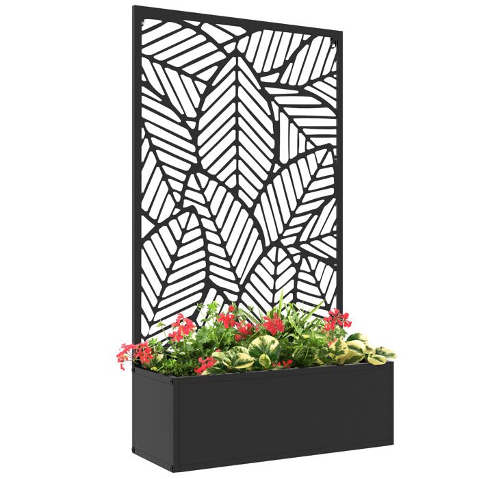 Outsunny - Jardinière - Métal - 61x23x113cm - Noir