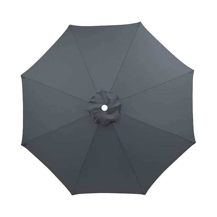 Housse de Rechange pour Parasol 8 Baleines 3 m imperméable Anti-UV Tissu de Rechange Lavable Respirable Gris