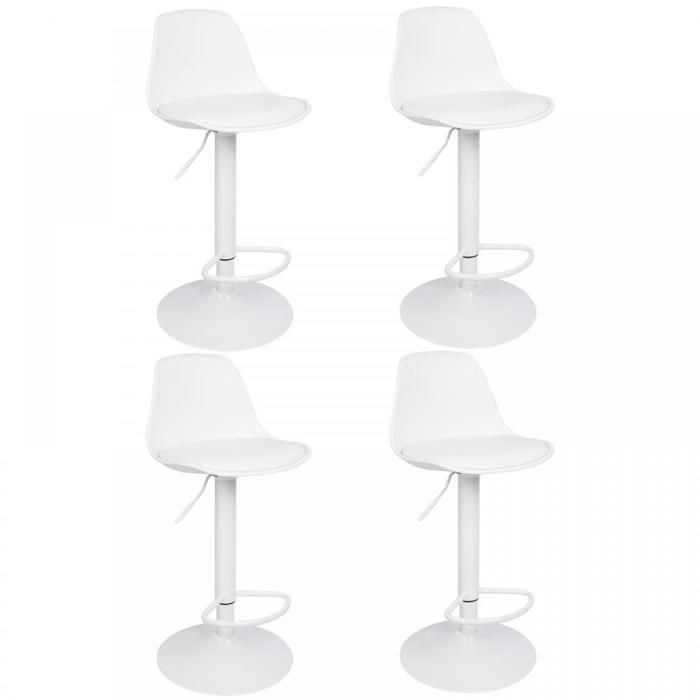 MIPAN.Tabourets de Bar Lot de 4 pivotant- Lot de 4 Chaises de Bar réglable Réglable en Hauteur et Rotative à 360° - Blanc