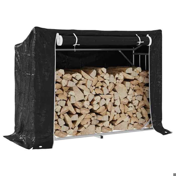 BONNIE® Portant de bois de chauffage Anti corrosion - et housse de pluie acier galvanisé EU678925
