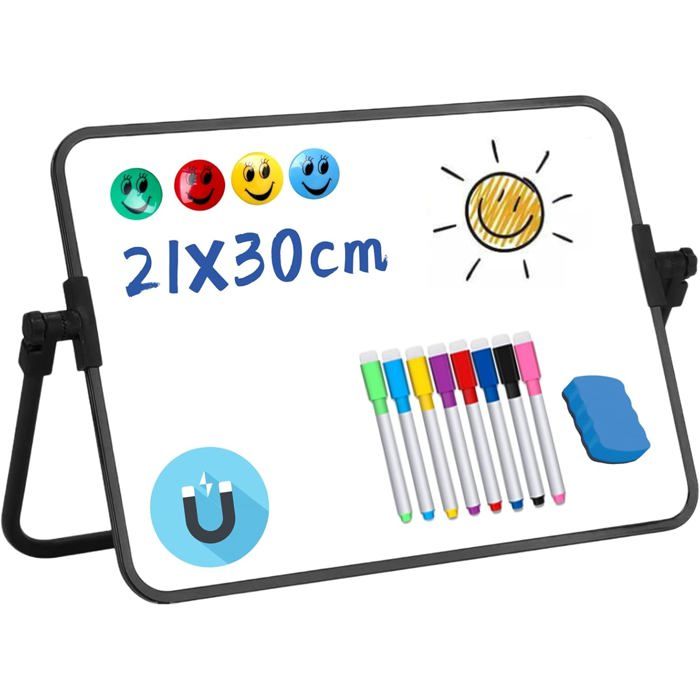 Tableau Blanc Magnétique Sur Pied Réglable - Dimensions 90x60 Cm - Portable Avec Trépied, Pour Bureau, école Ou Maison - 12