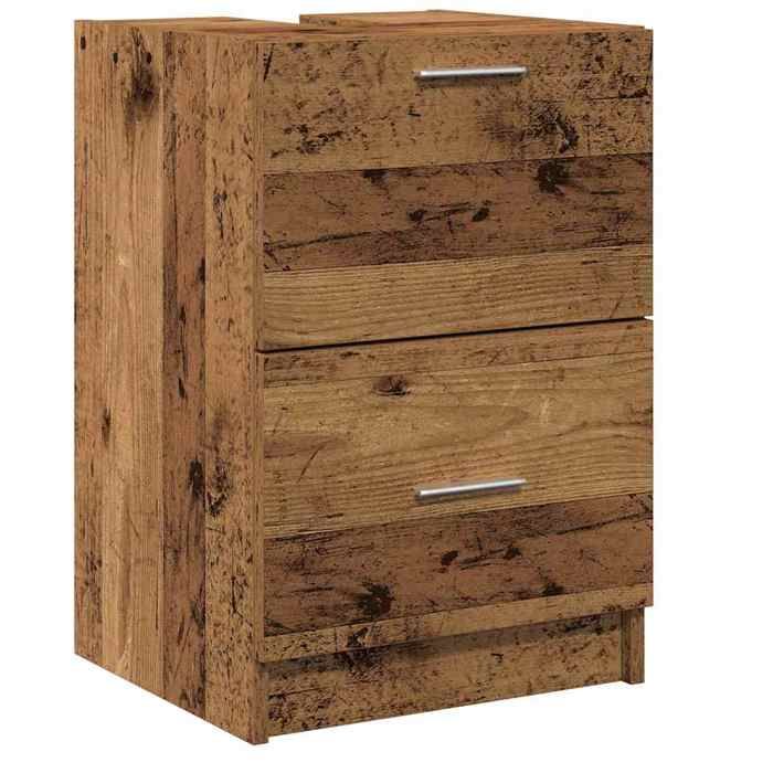 BONNIE®Meuble Sous évier/lavabo - SUIKUN - Meuble pour Vasque à Poser Bois Ancien 40x37x59 cm Bois dingénierie FR525020