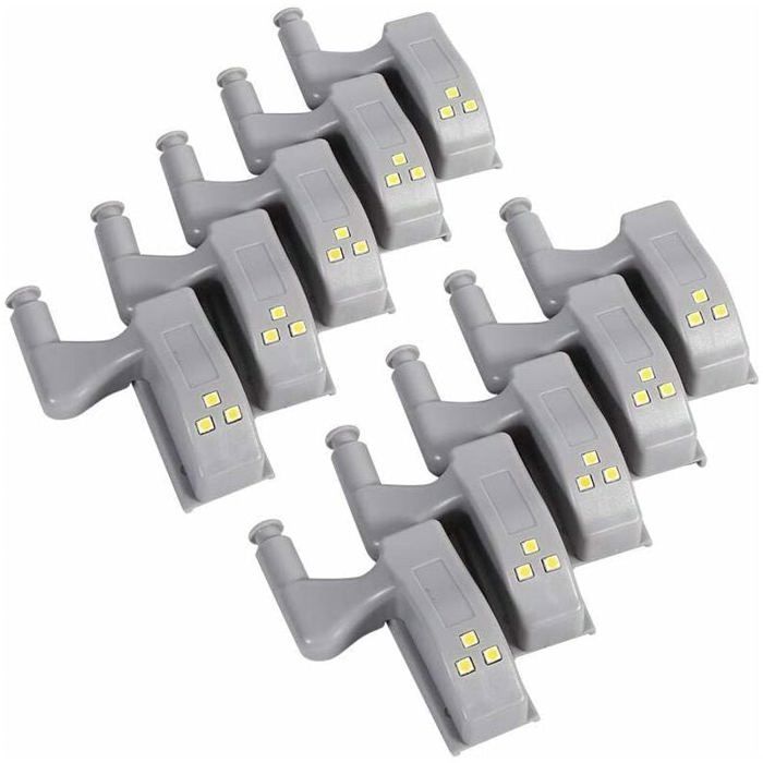 10 Pièces LED Charnière Capteur Lumière pour Placard Armoire Cuisine Lampe de Nuit Penderie Cabinet Armoire Veilleuse