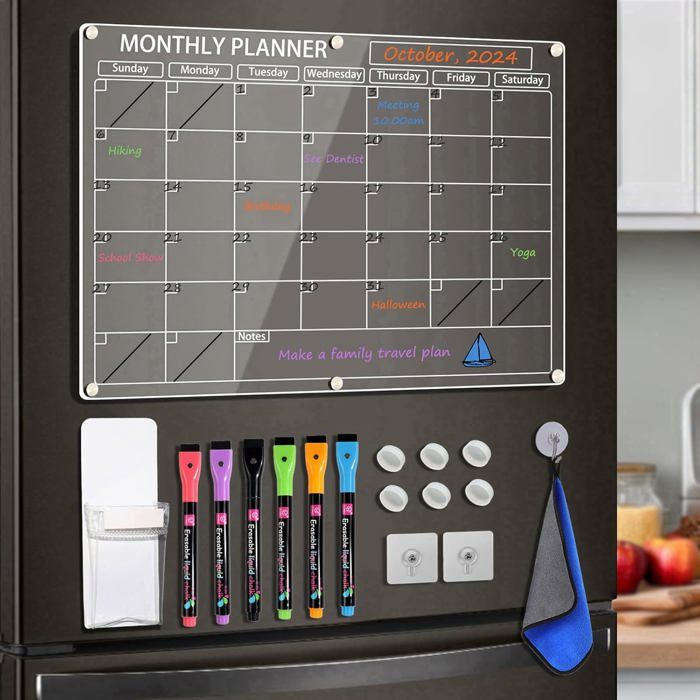 Tableau Magnétique Effaçable Transparent Pour Réfrigérateur - 29.7x21 Cm, Pour Notes, Listes Et Rappels Familiaux