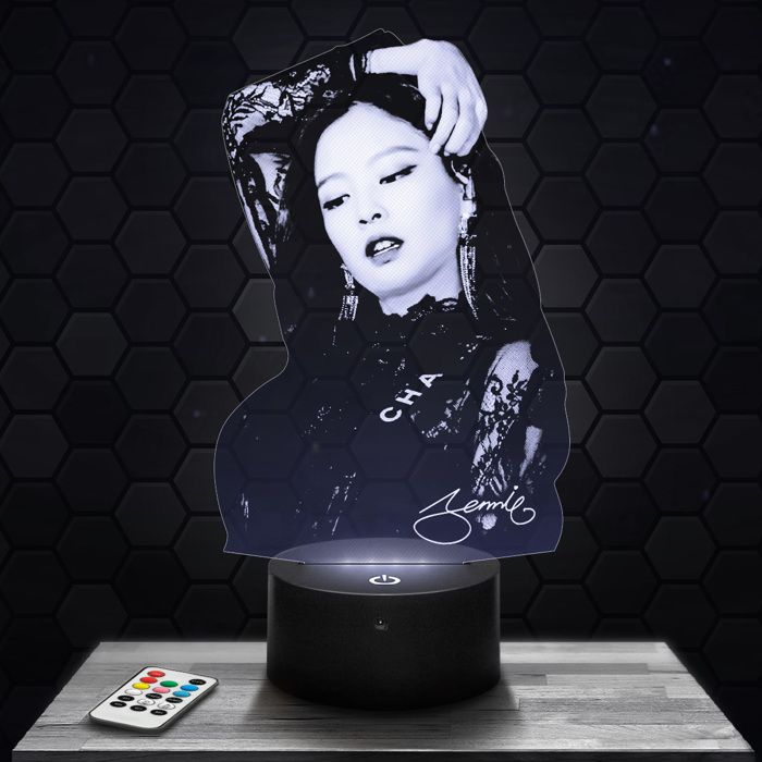 Lampe 3d _ Jennie Black Pink Kpop - Accessoire Merch Cadeau Jennie Black Pink Kpop - Veilleuse Led Tactile avec socle au choix