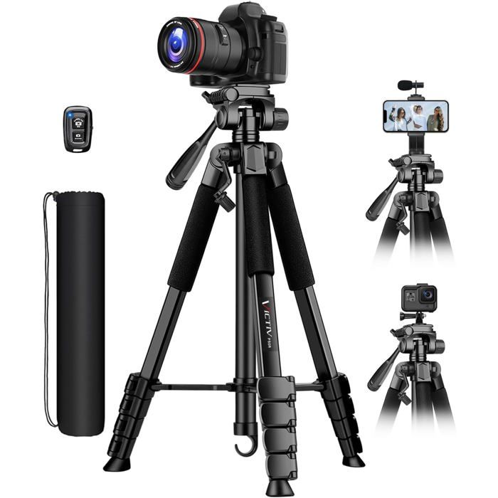 SPEEDSPORTING 165cm Trepied Appareil Photo Trépied pour Appareil Photo Reflex Canon, Nikon et