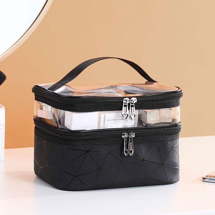 Sac De Voyage Organiseur Avec Serrure à Code - Pour Maquillage, Toilette, Homme/femme, 20cm, Noir
