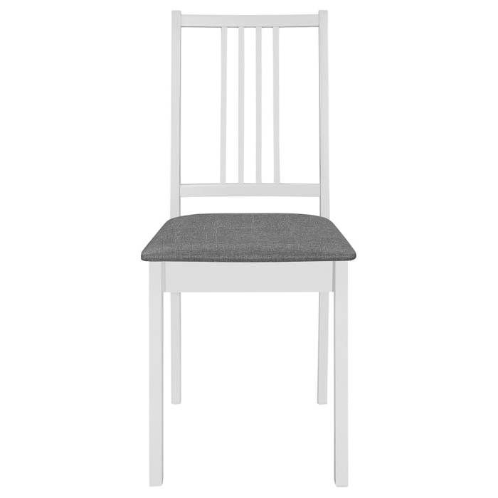 Chaises à manger avec coussins - vidaXL - Lot de 4 - Blanc et gris - Bois solide - Coussin 100% polyester