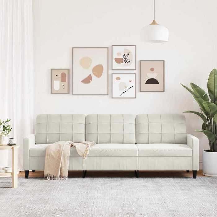 Canapé 3 places en velours - MANGO - Crème - 210 cm - Velours polyester - Cadre en métal - 226x77x80 cm Canapé 3 places en velours - MANGO - Crème - 210 cm - Velours polyester - Cadre en métal - 226x77x80 cm