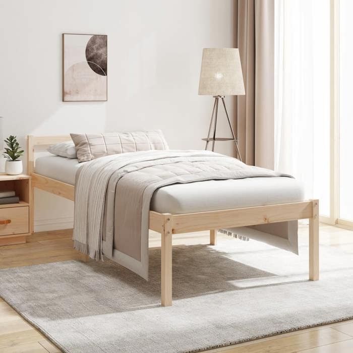 Lit pour personnes âgées - UU - 90x190 cm - Bois de pin massif - Hauteur dassise 45 cm