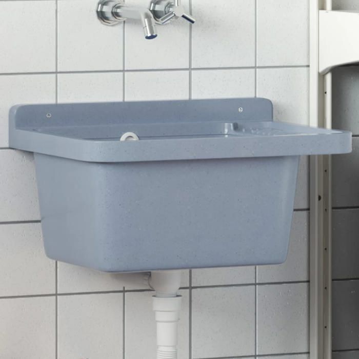 SALE 2026 Évier/lavabo pour cuisine/salle de bain Gris - Lavabo pour montage murale gris 50x35x24cm résine PRO423784333