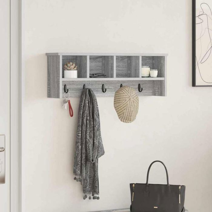 Vestiaire - meuble d entree Vidaxl Porte-manteau mural avec étagère Sonoma gris 75 x 16 x 26 cm