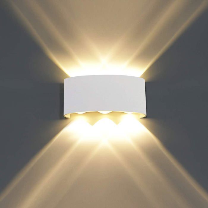 Applique Murale Interieur LED 6W en Aluminium Lampe Murale Moderne Up Down Spot Lampe pour Salon Chambre Hall (Blanc Chaud) - Blanc Applique Murale Interieur LED 6W en Aluminium Lampe Murale Moderne Up Down Spot Lampe pour Salon Chambre Hall (Blanc Chaud) - Blanc