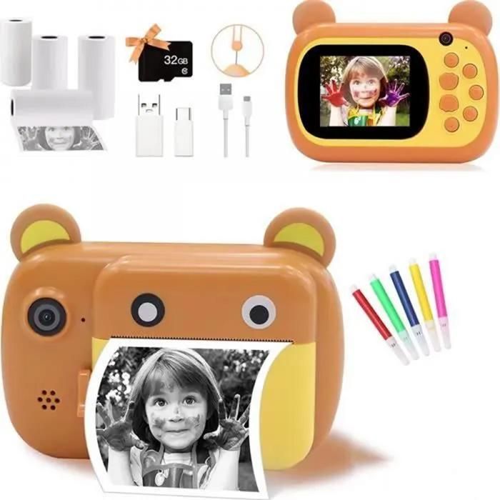 Appareil Photo Enfant Avec Impression Thermique – 48 MP, Zoom 16x, Écran 2,4” – Cadeau Anniversaire Créatif