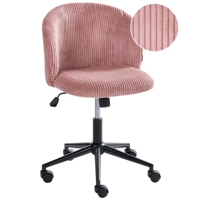 Chaise de bureau MILES Velours côtelé Rose Chaise de bureau MILES Velours côtelé Rose