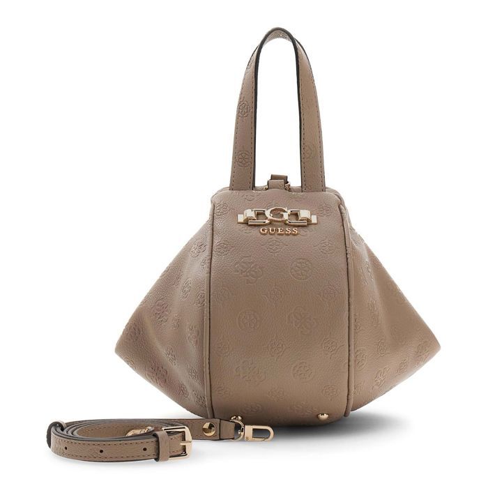 GUESS Sac à main taupe pour femme - Anise Top Handle Pouch Dark Taupe Logo 338047