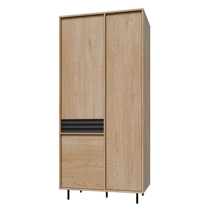 Armoire 3 portes Petits-meubles - Astra - 90 x 52 x 195cm - Bois et Noir Armoire 3 portes Petits-meubles - Astra - 90 x 52 x 195cm - Bois et Noir