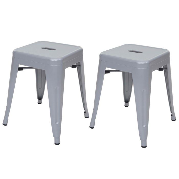 Lot de 2 tabourets bas design industriel en metal empilables en metal gris 04_0000502 Lot de 2 tabourets bas design industriel en metal empilables en metal gris 04_0000502