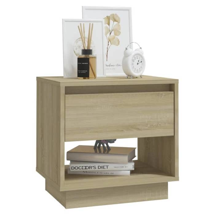 Table de lit - Beige - Armoire de chevet - 1 PC - Chêne sonoma 45x34x44 cm bois dingénierie T3494
