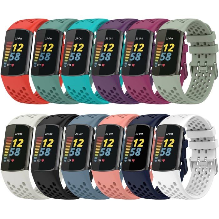 Bracelet de Rechange pour Montre Fitbit Charge 6 Bracelet Réglable Sport en Silicone Souple pour Traqueur Dactivité Charge 5 pou