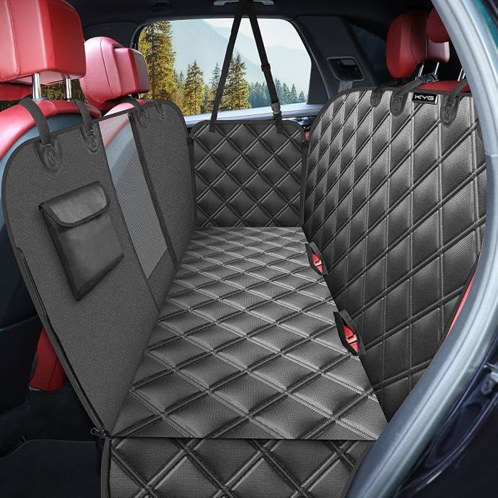 KYG Coure pour Chien pour Banquette arrière de Voiture avec Protection latérale et fenêtre de 135 x 148 cm Noir