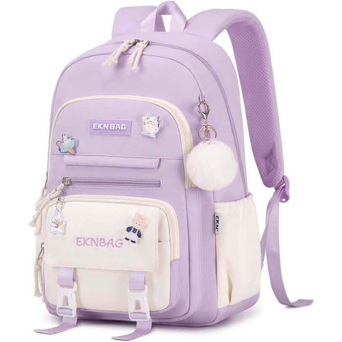 Cartable Fille - 1 Pièce - Tissu Oxford - 20 Litres - École Primaire et Collège - 32x15x45 cm PONTON FLOTTANT