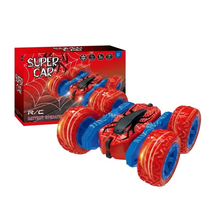 Voiture Télécommandée RC Cascade 360° Réversible Double Face 2 4 GHz 7 km/h Pneus Antichoc Jouet Enfant 3+ Rouge Bleu
