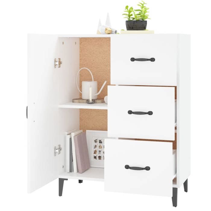 Meuble Rangement - HAOSHOP - Buffet blanc 69 5x34x90 cm bois dingénierie&01_33249